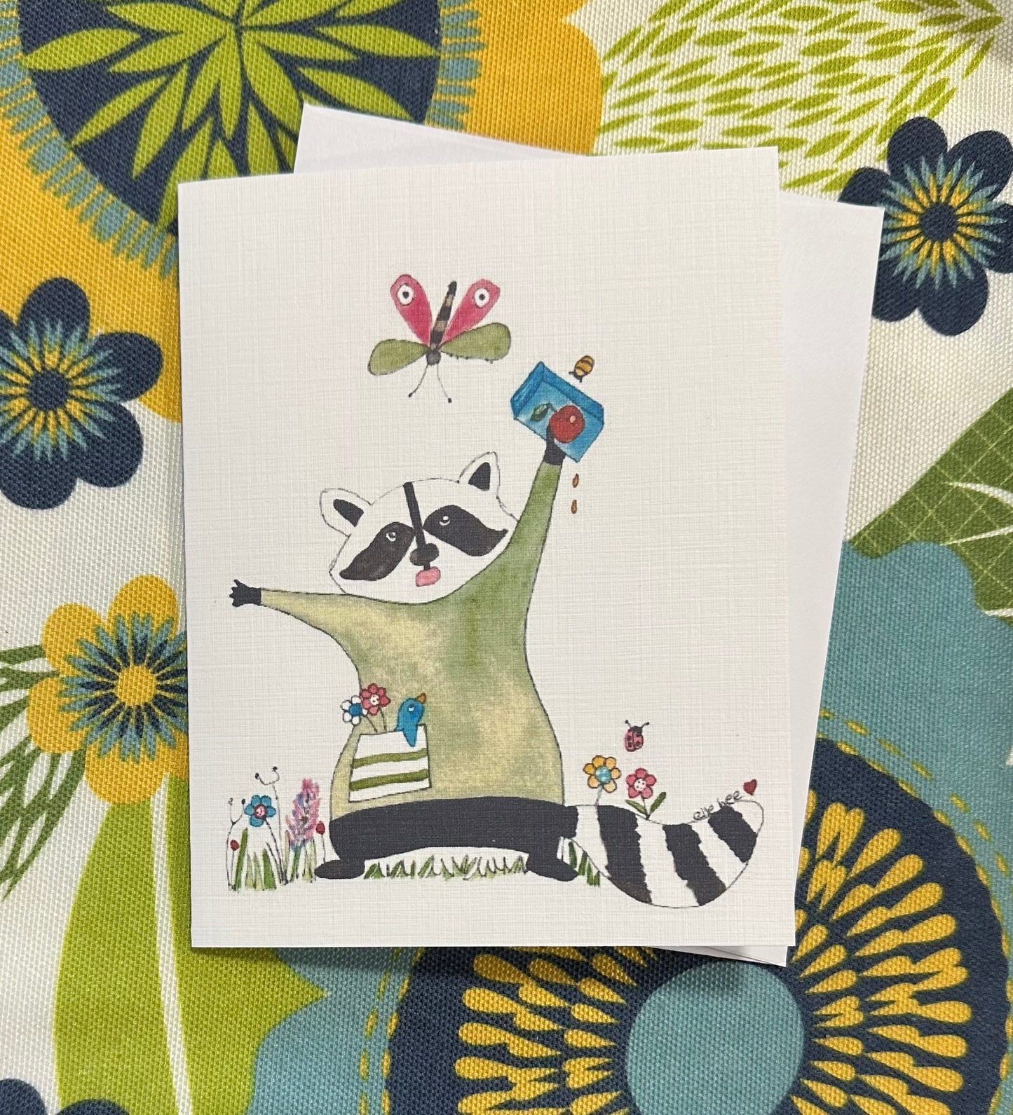 Busted!! Racoon greeting card