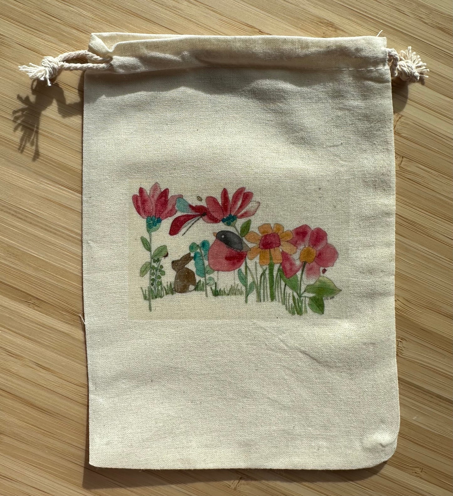 "Love is a Garden” drawstring bag