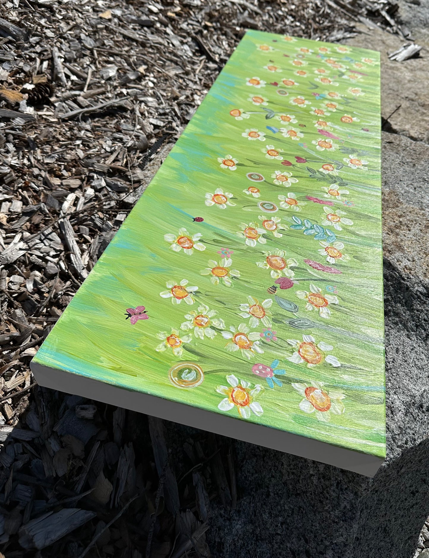 Wildflower field of Daisies - acrylic on canvas