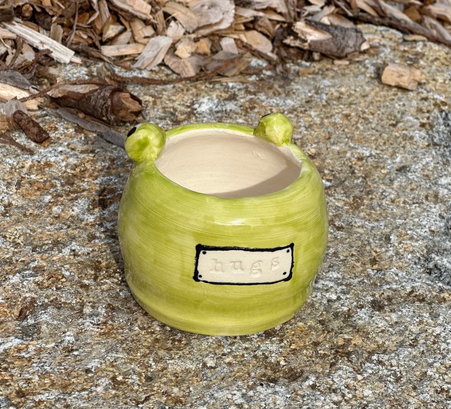 Frog hugs planter