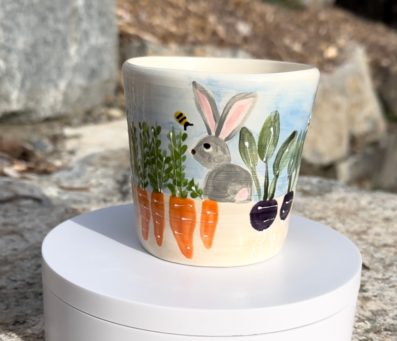 Bunnies in the garden planter
