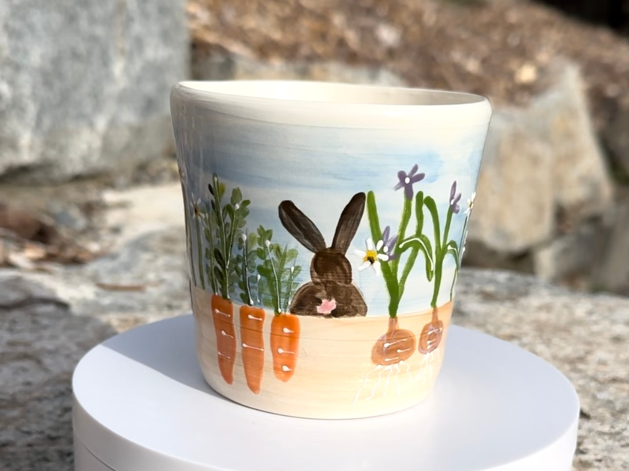 Bunnies in the garden planter