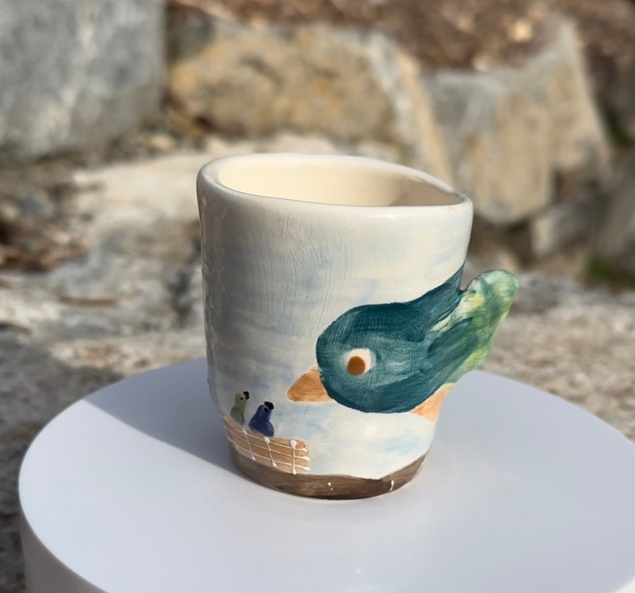 Mother & baby birds planter, cup or mug