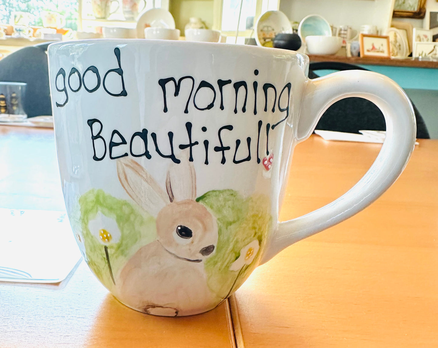 Good morning Beautiful (bunny) large coffee / tea mug
