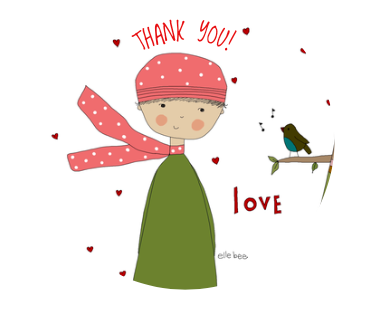 “Thank you love hearts” round sticker pack of 15