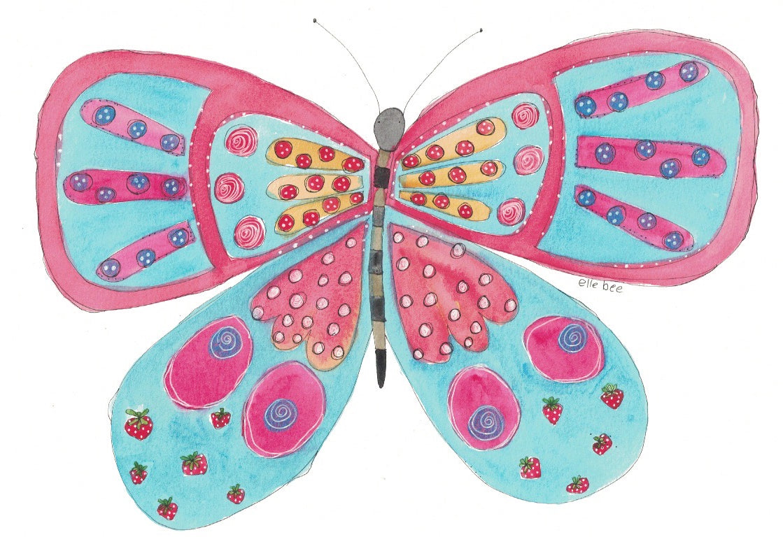 Strawberry Butterfly greeting card