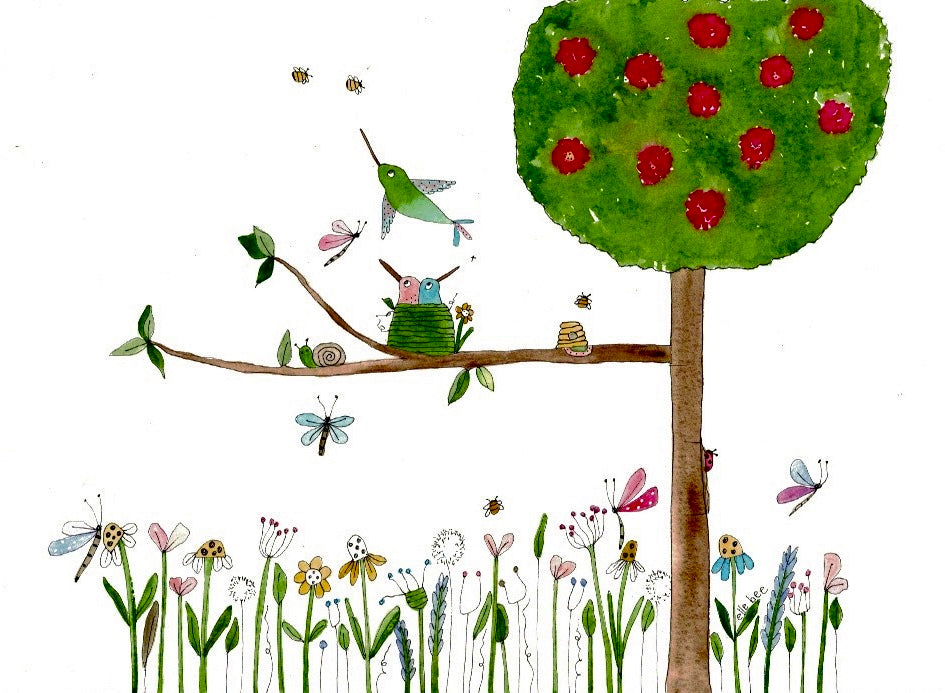 Hummingbird Nest greeting card