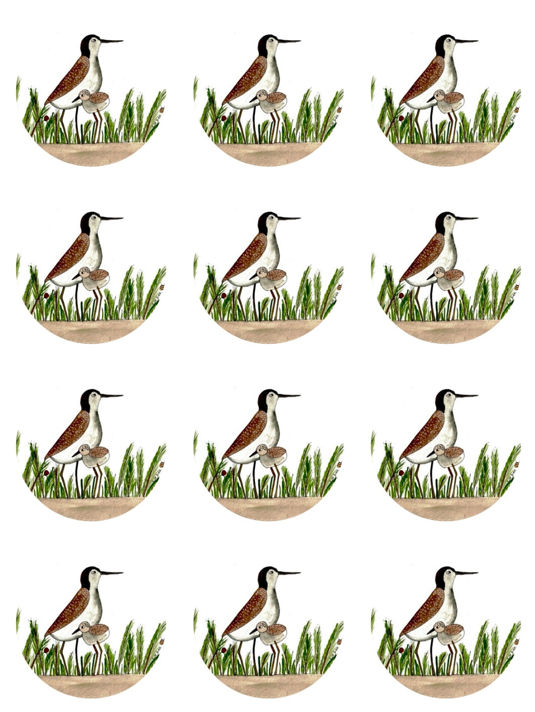 “Sandpiper family” round sticker pack of 12