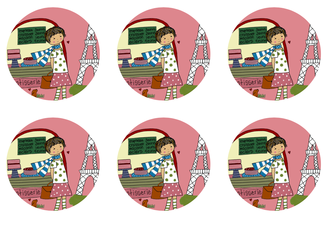 "Paris" round sticker pack of 6