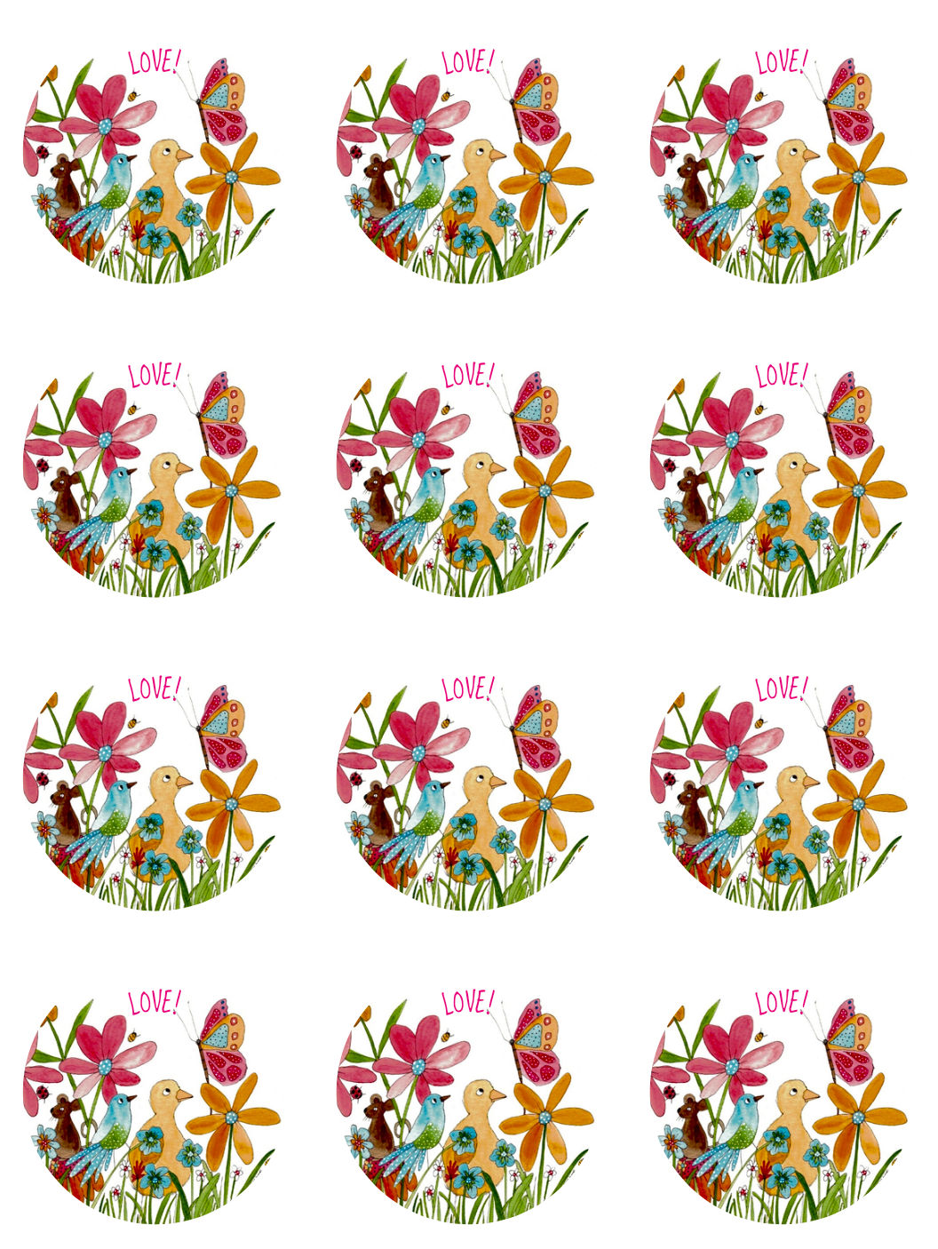 Love! round sticker pack of 12