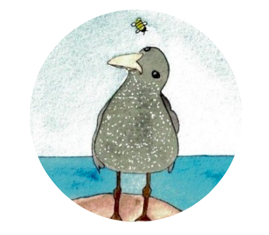 “Seagull and bee” round sticker pack of 12