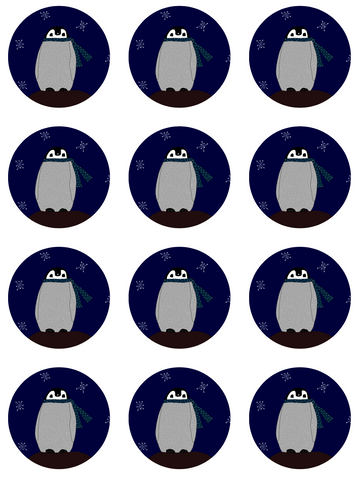 "Penguin” round sticker pack of 12