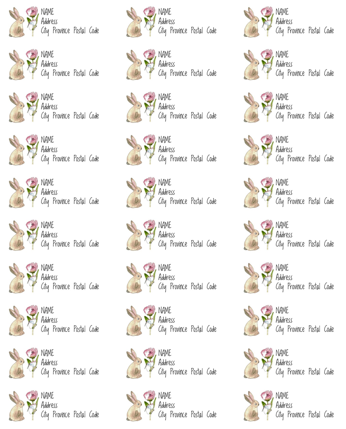 Address Labels set of 30 Bunny