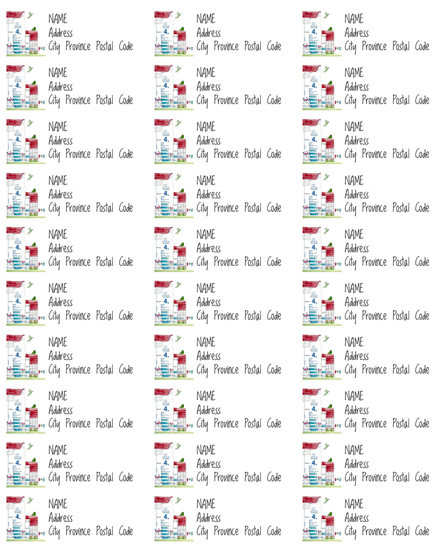 Address Labels set of 30 Whimsical Studio