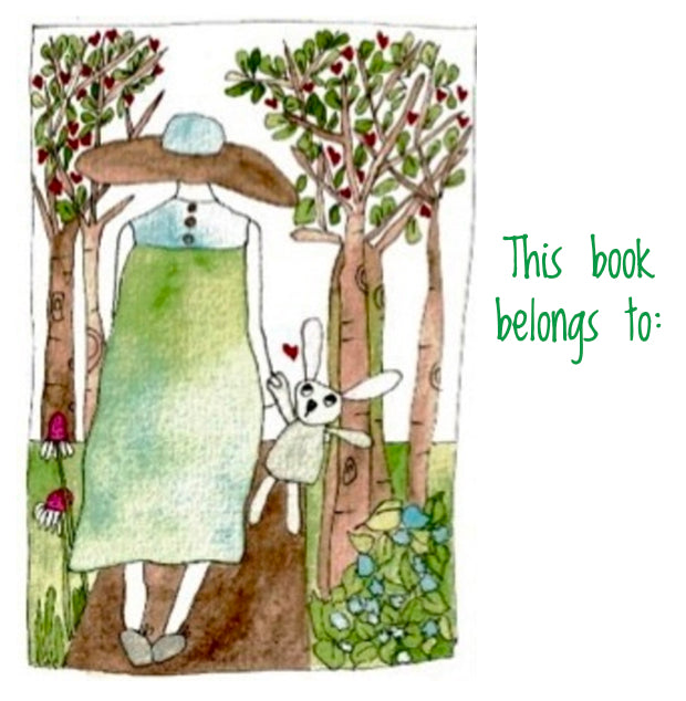 Bookplates - Set of 6 - Girl & Bunny in forest