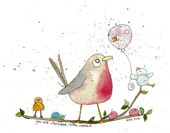 “You are cherished, loved, adored” greeting card