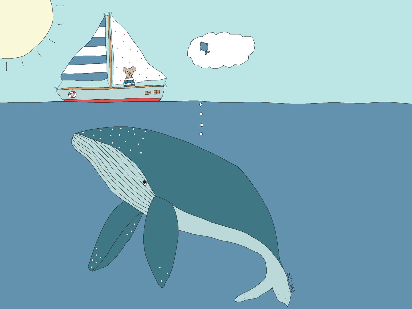 Greeting card "Little mouse and the whale"