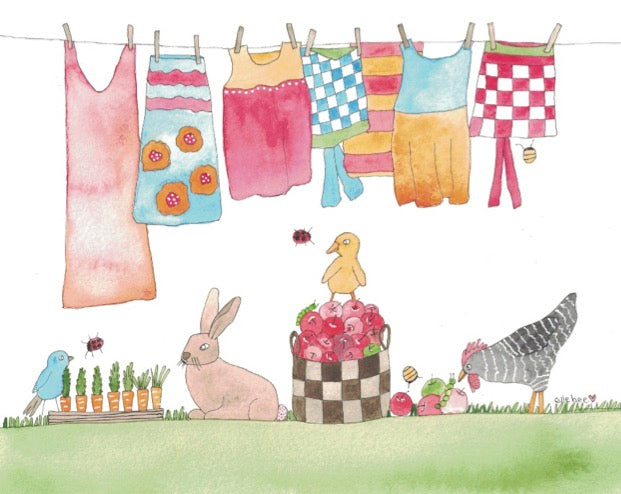 "Picking apples" greeting card