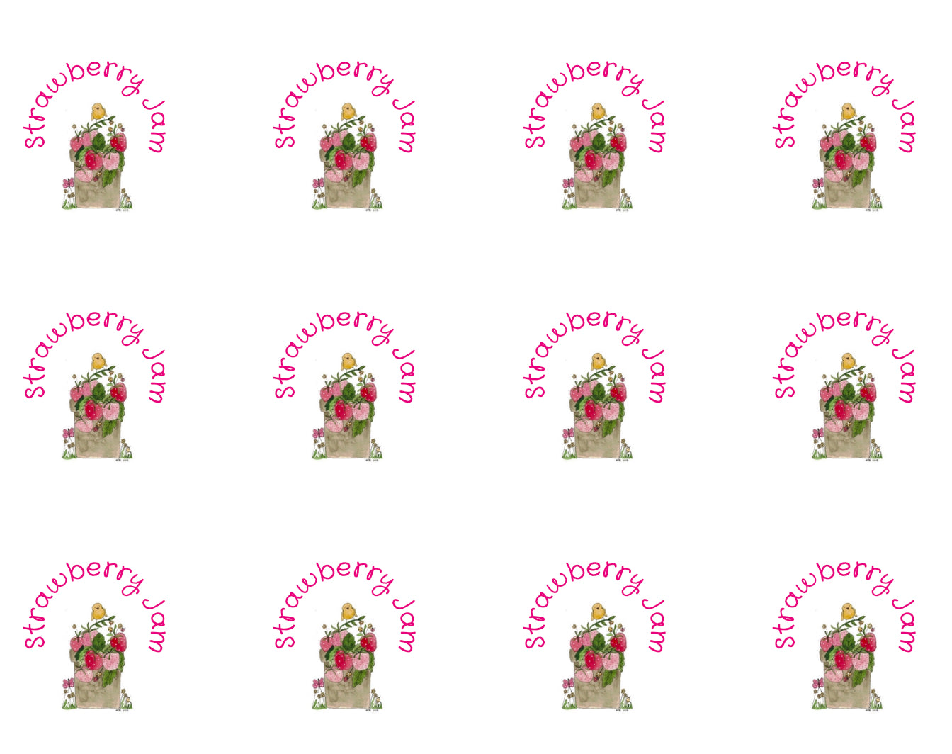 Strawberry Jam round labels set of 12