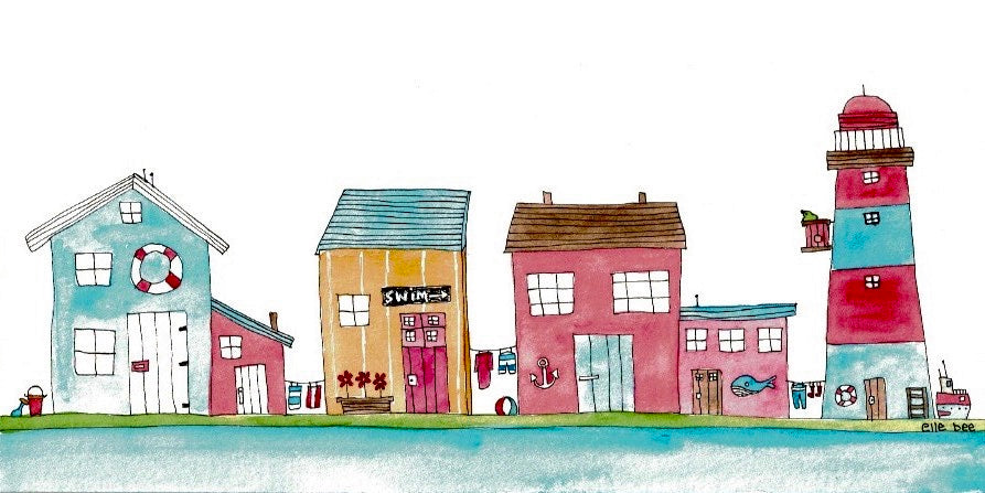 Lighthouse Village - drawstring bag