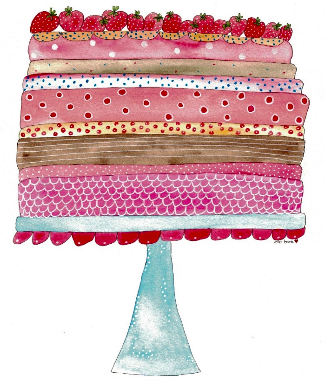 Pretty in Pink - Tea Party invitation set of 4 greeting cards with stickers