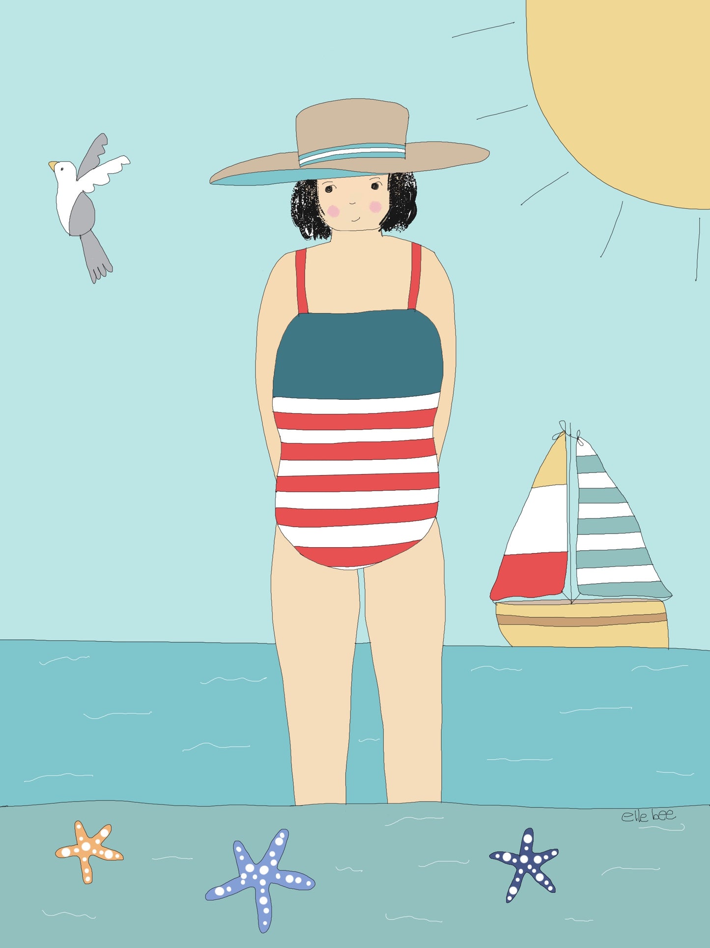 "Bathing ladies" set of 5 greeting cards