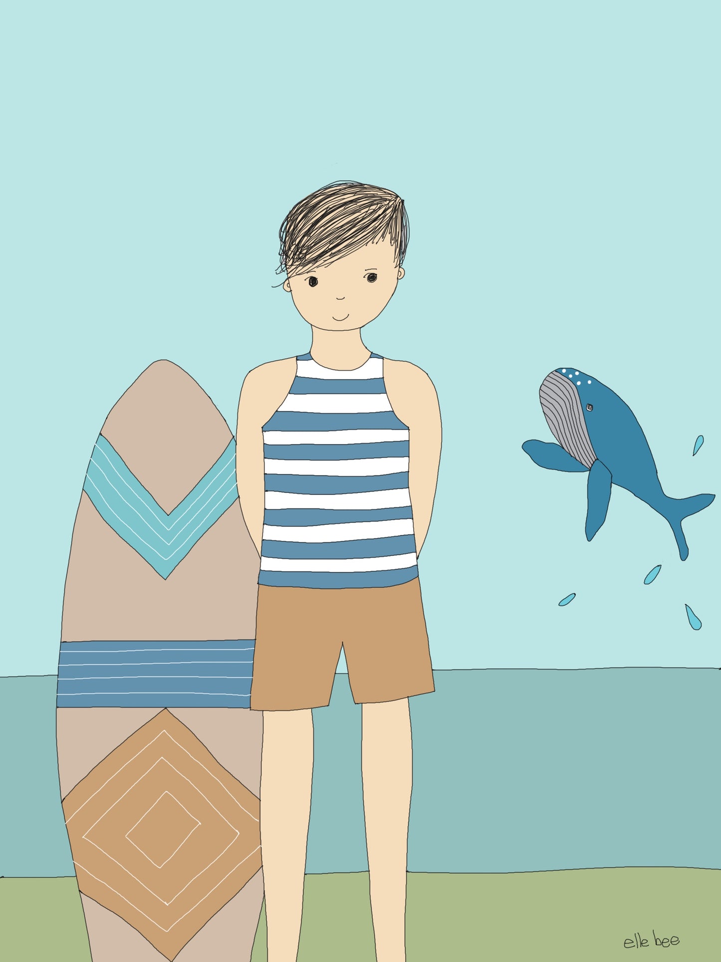 "Swimmers & surfers" set of 4 greeting cards