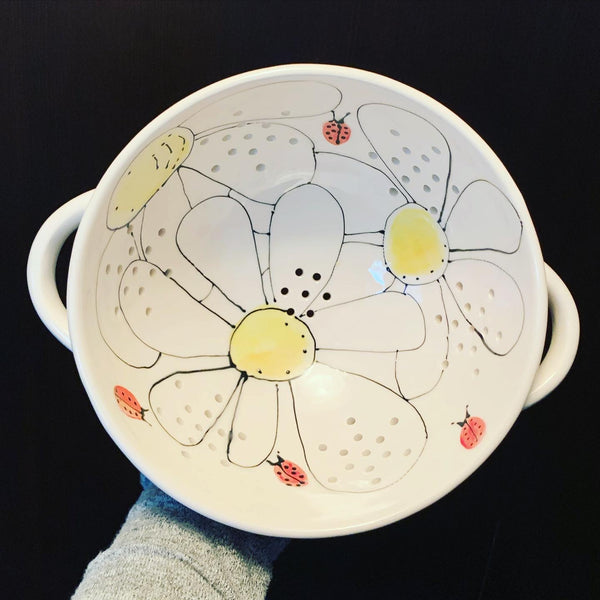 Yellow Daisy and Ladybugs Strainer/Colander