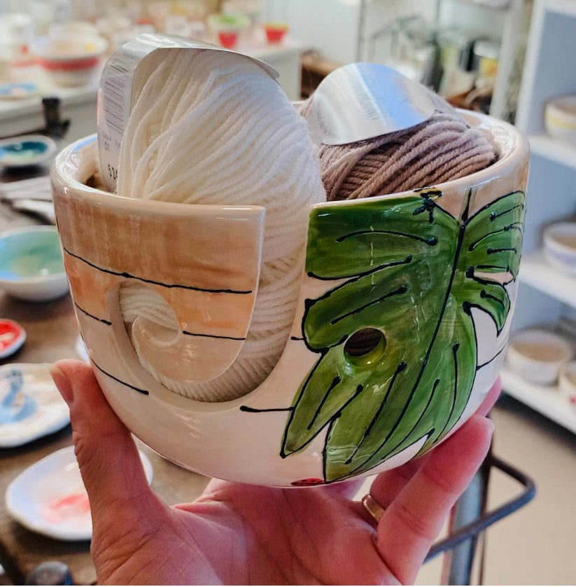 Yarn Bowl Boho Monstera leaf