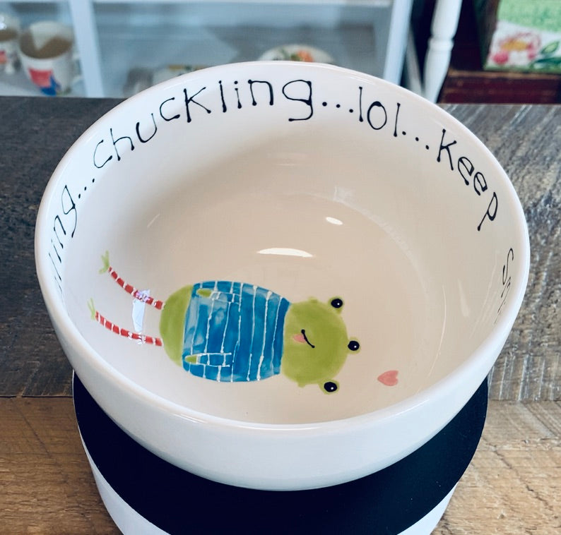 Cereal Bowl "Little green monster...keep smiling..."