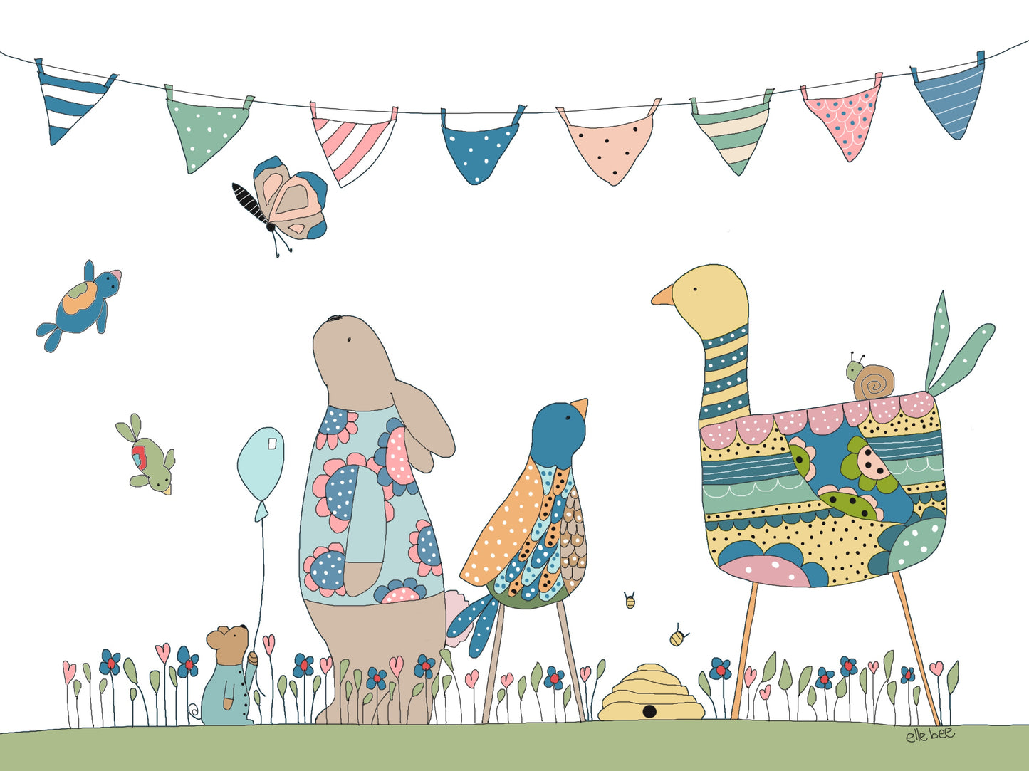 Greeting card "Little mouse in footed pyjamas"