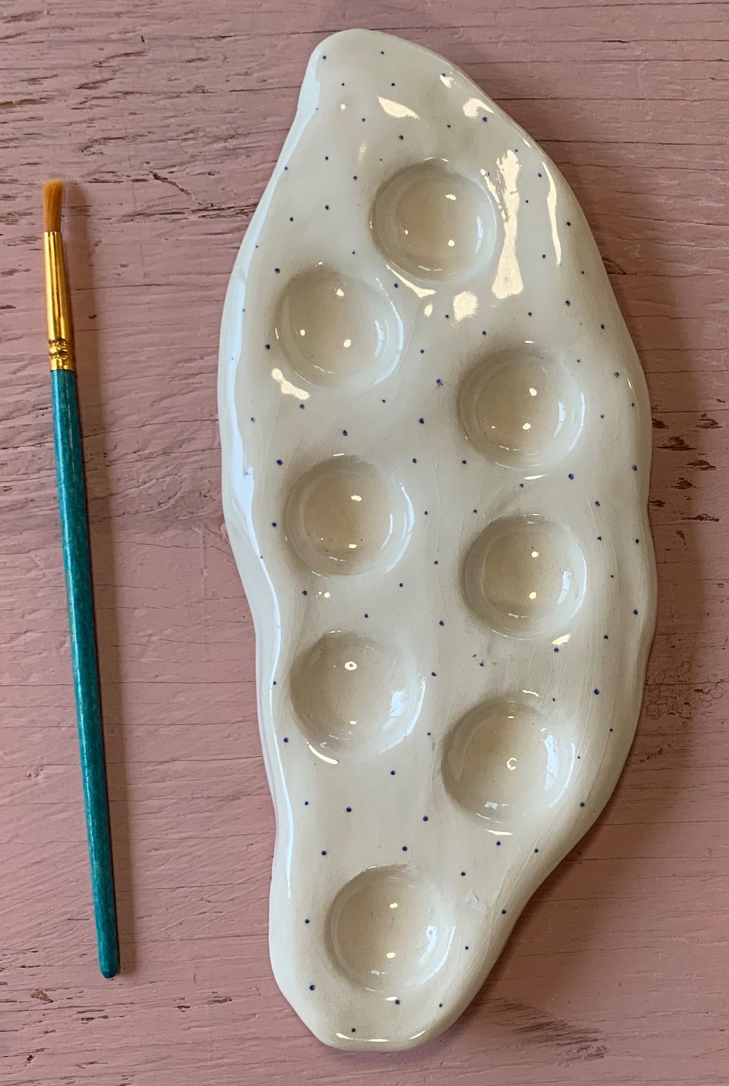Ceramic paint palette "Blue dots"