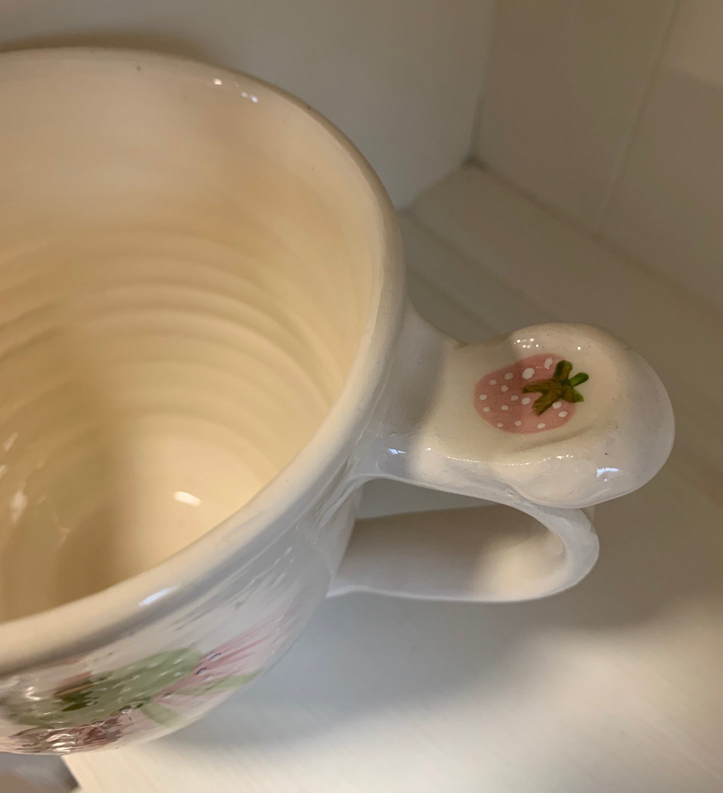 Large wheel thrown mug "Pastel wildflowers"