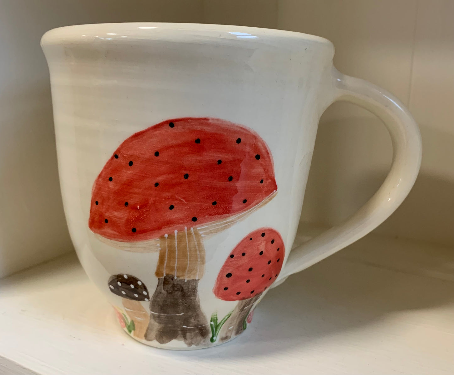 Large wheel thrown mug "Mushrooms"