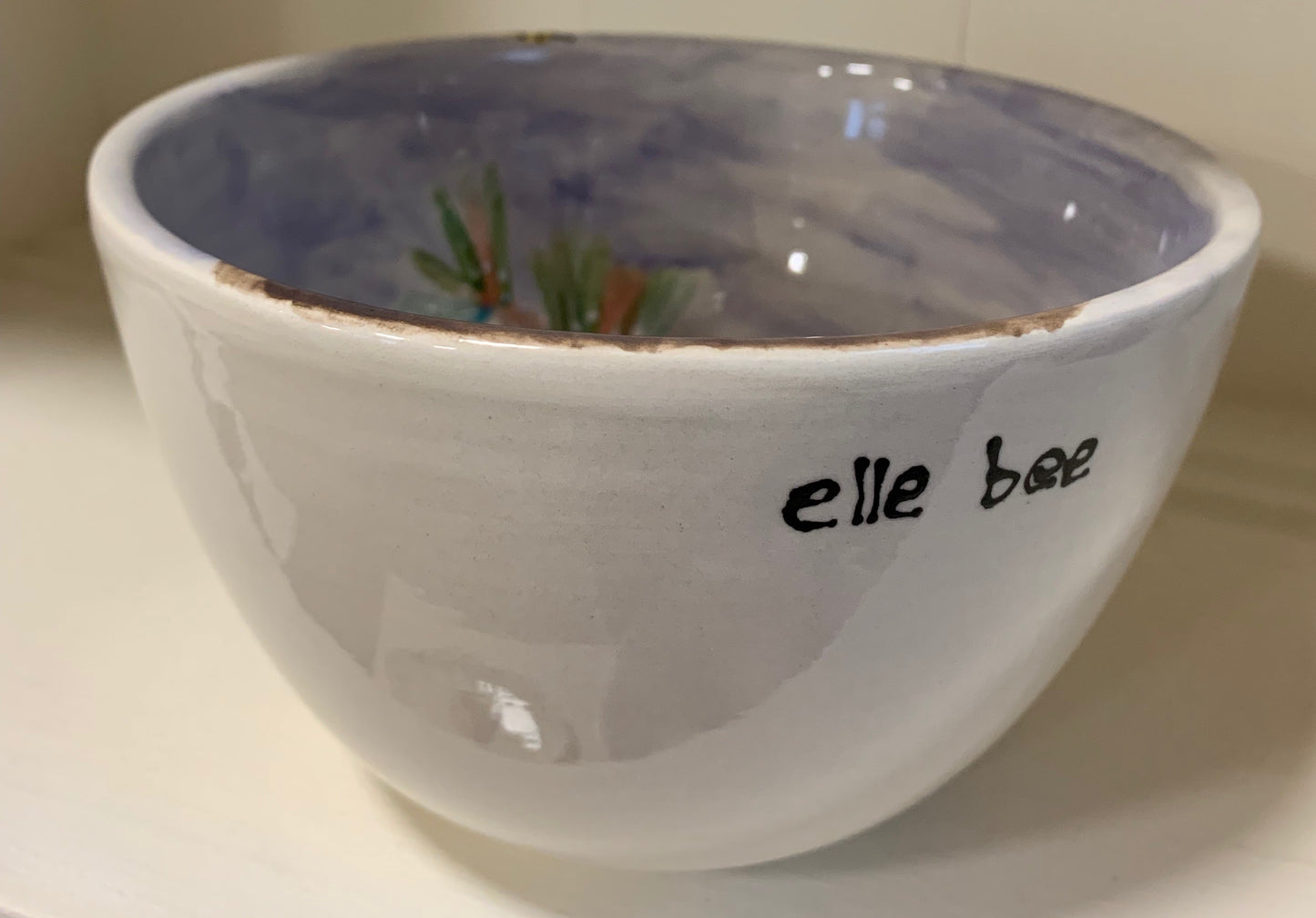 Extra large cereal bowl "Hummingbird & brown bear"