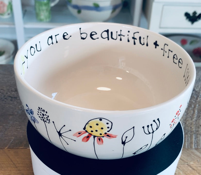 Cereal bowl "you are beautiful + free..." wildflower garden