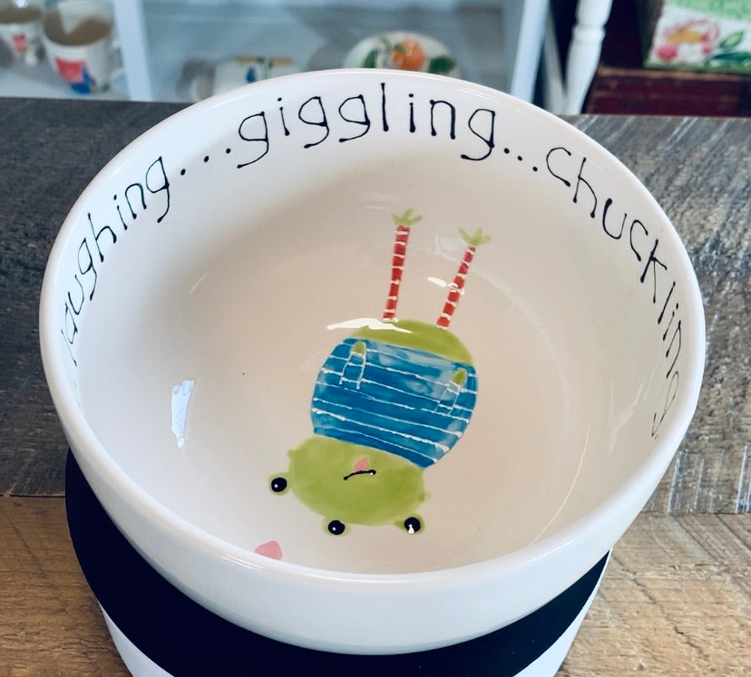 Cereal Bowl "Little green monster...keep smiling..."