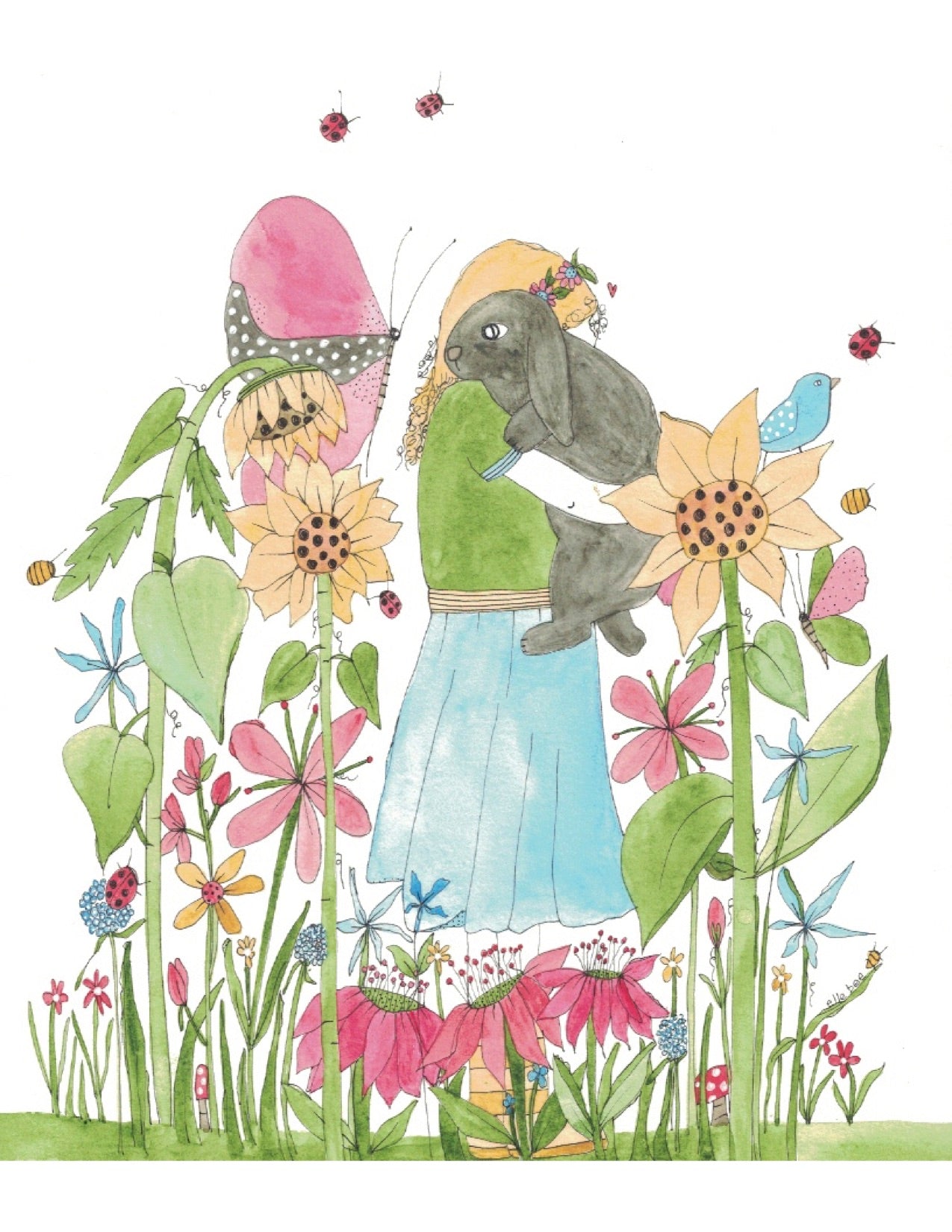 Greeting card "Alice and Sunflower"