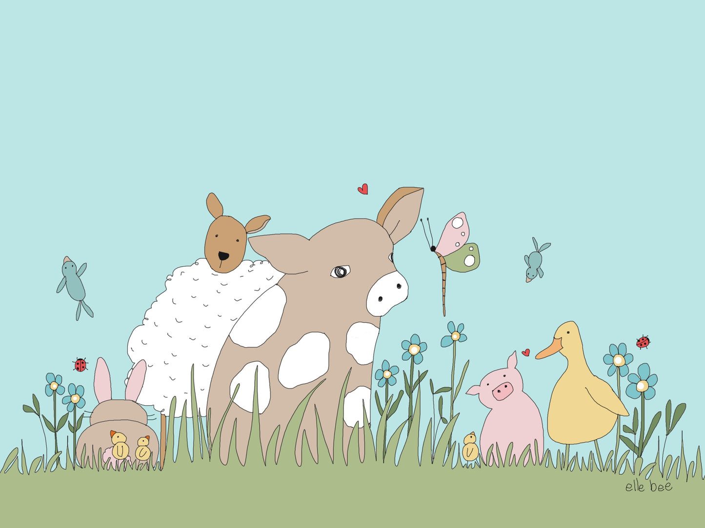 Greeting card "Little Bessie and friends"