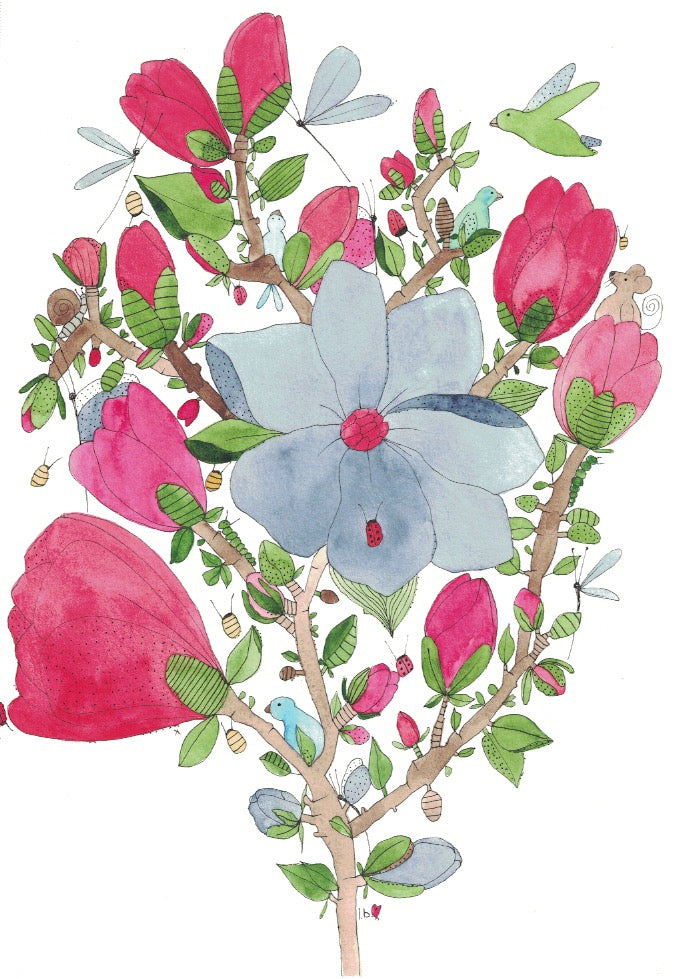 Greeting card "Hiding in the Magnolias"