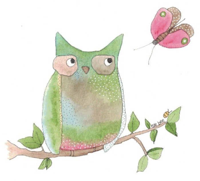 Greeting card "Owl and Moth"