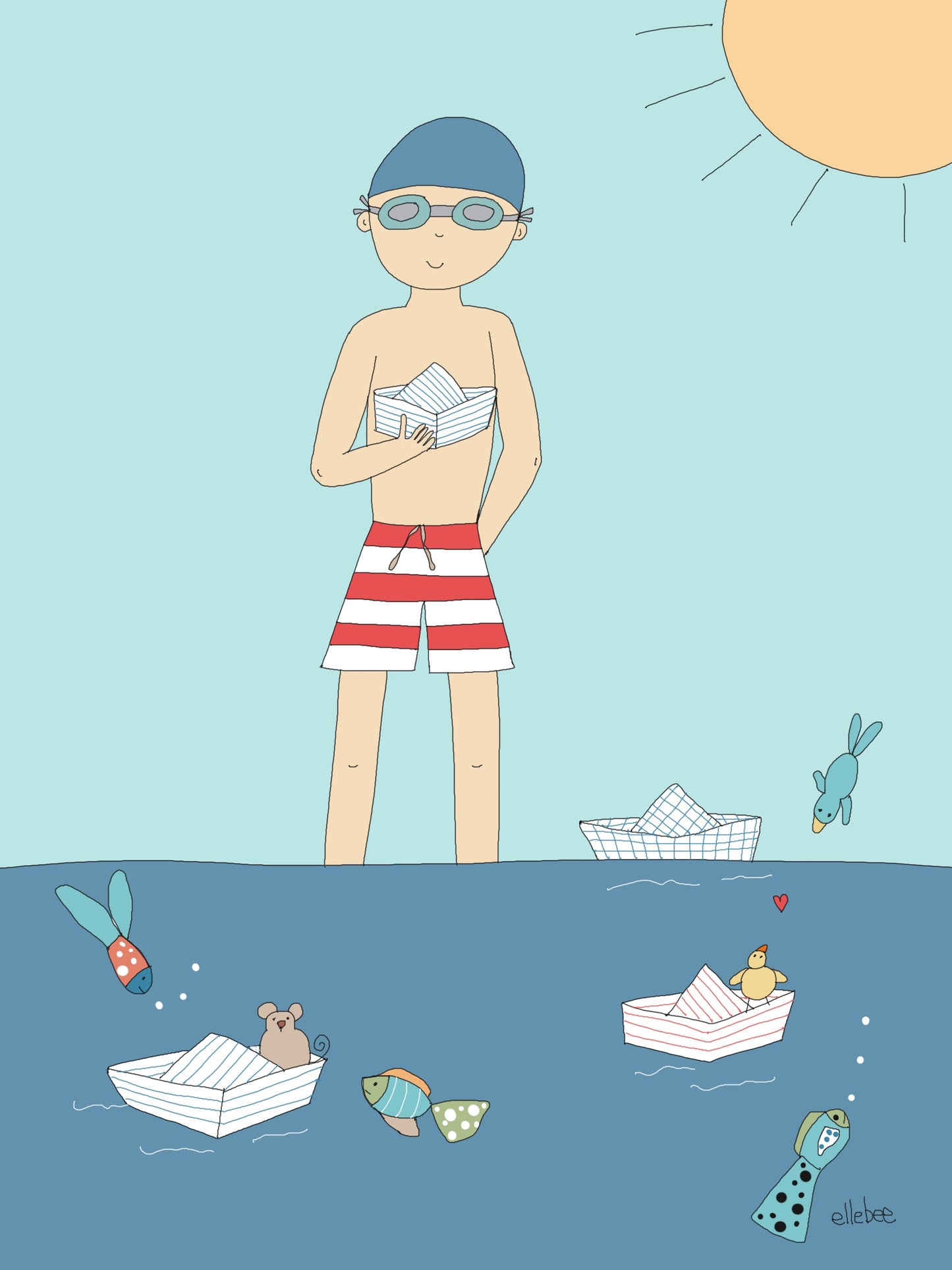 Greeting card "Paper boats"