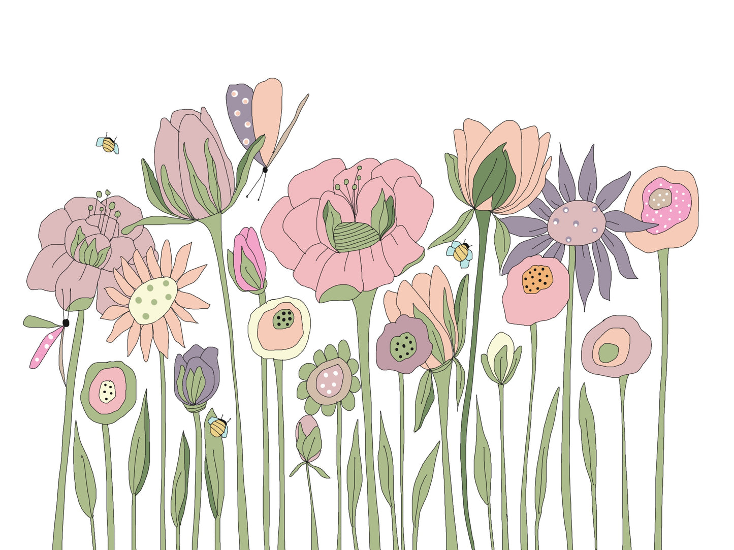 Greeting card "Pink wildflower garden"