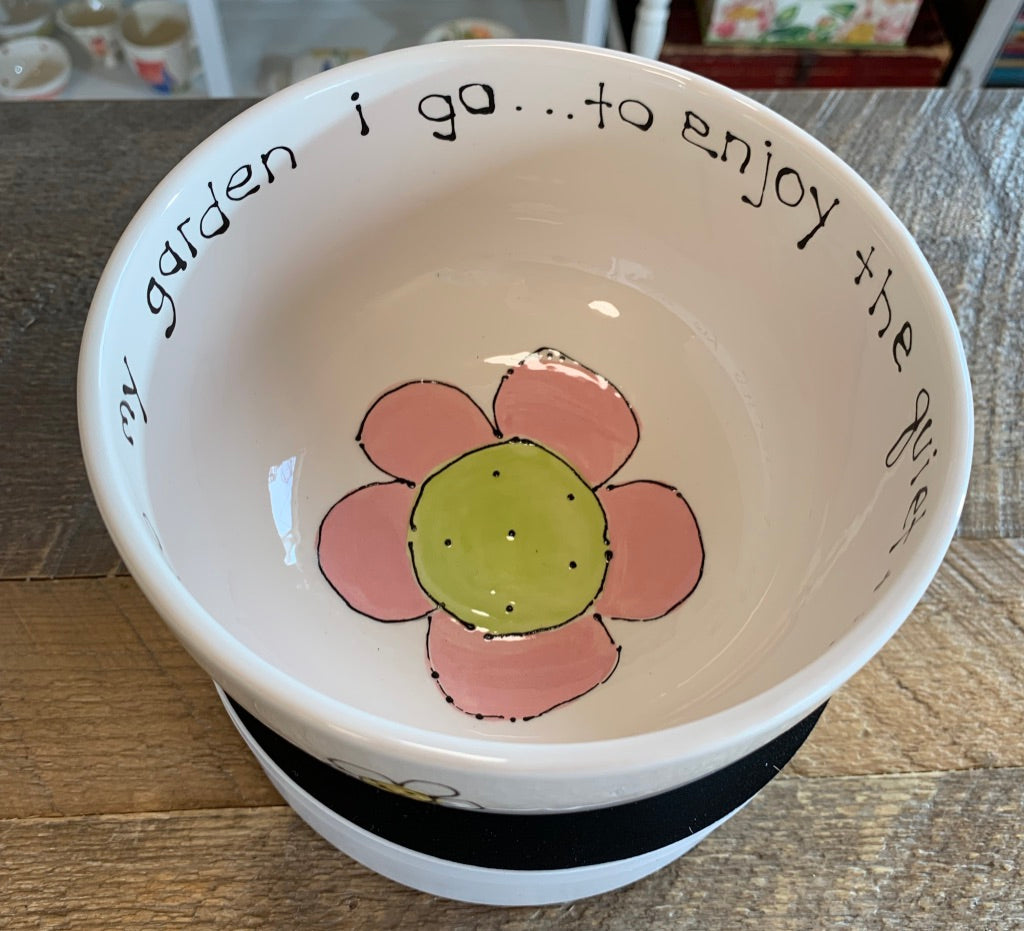 Cereal bowl "Off to my garden" flower bird bee ladybug