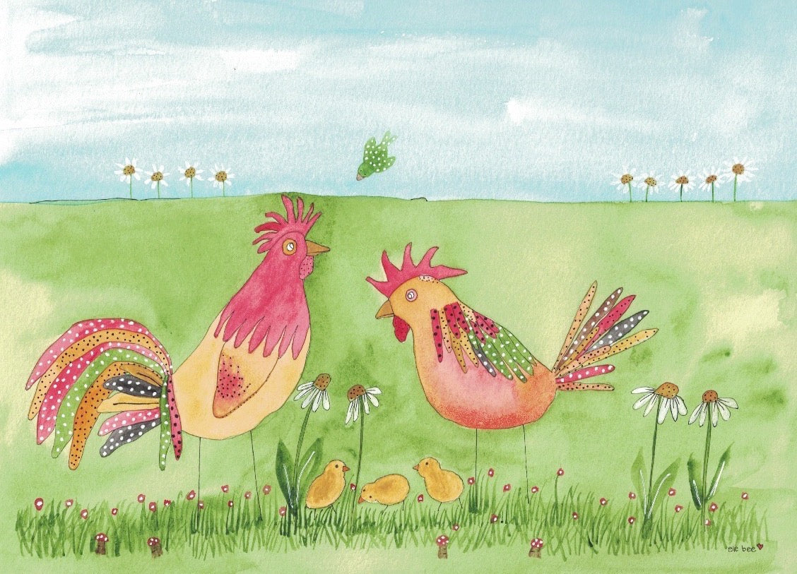 Greeting card "Sunflowers in the distance"