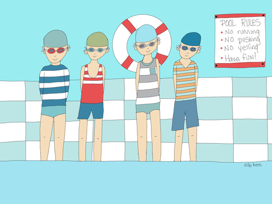 "Boys of summer" set of 4 greeting cards