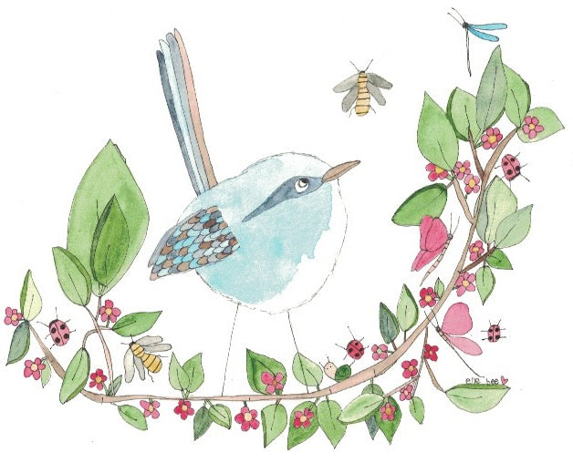"Blue Fairy Wren" greeting card