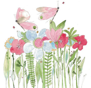 "Butterflies & red Poppies" greeting card