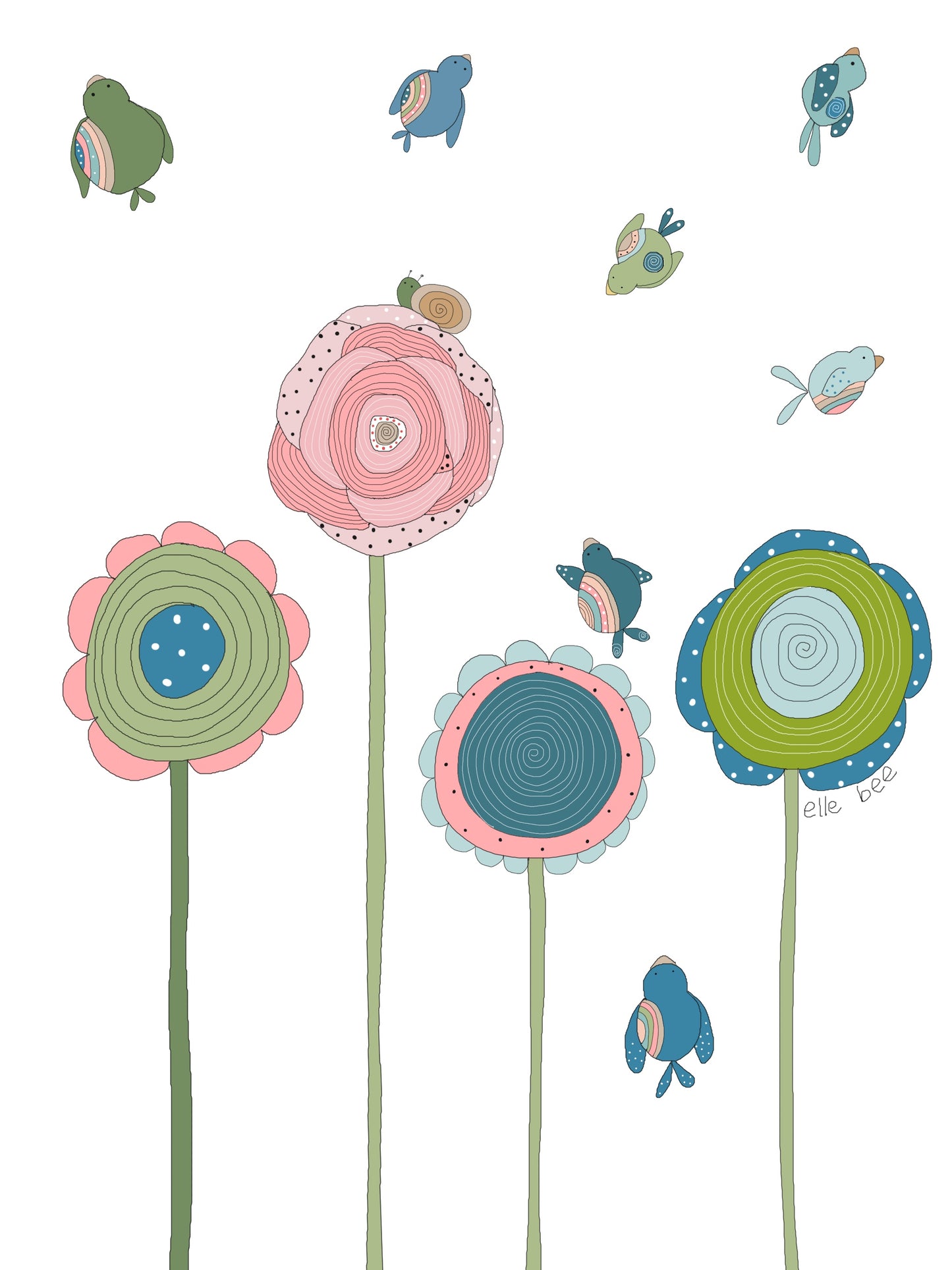 Greeting card “Birds in the garden”