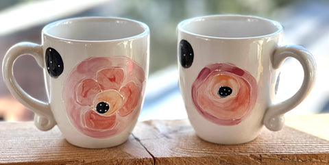 Flowers and circles set of 2 mugs